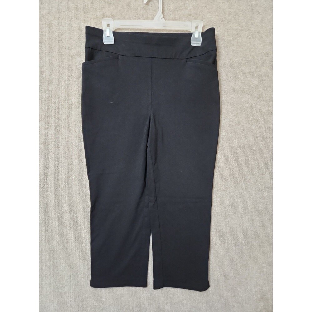 Chicos Perfect Stretch Capri Pants Womens 1 US 8 Black Pull On